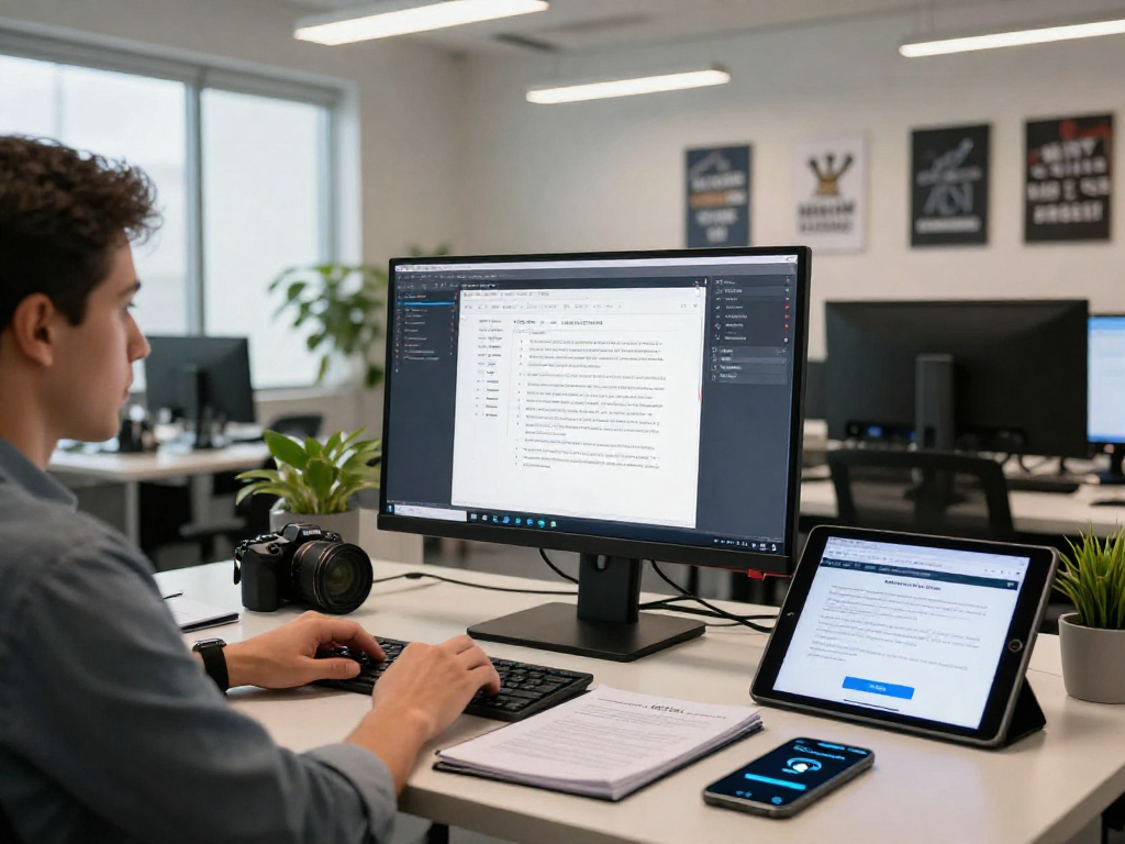 Document fraud detection analysis in a modern office setting with advanced digital tools.