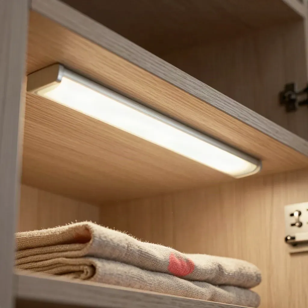 Striscia LED per armadio in alluminio opalino con panno piegato e luce radente